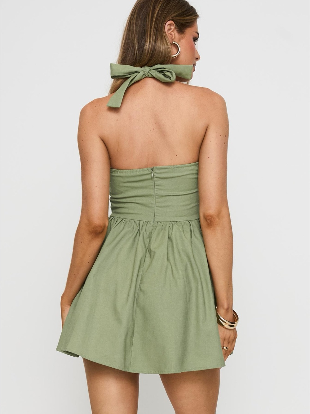 Princess Polly Lyle Mini Dress Sage Size US 6 - Picture 5 of 7